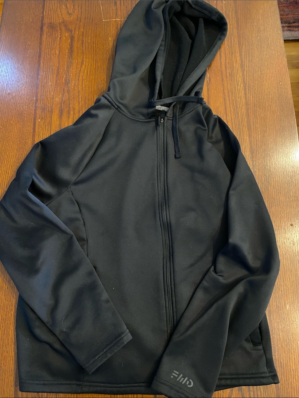 Unisex Black Full-Zip Hooded Jacket